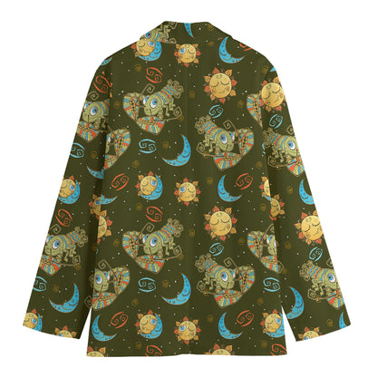 Cute Cartoon Cancer Pattern Print Women's Cotton Blazer