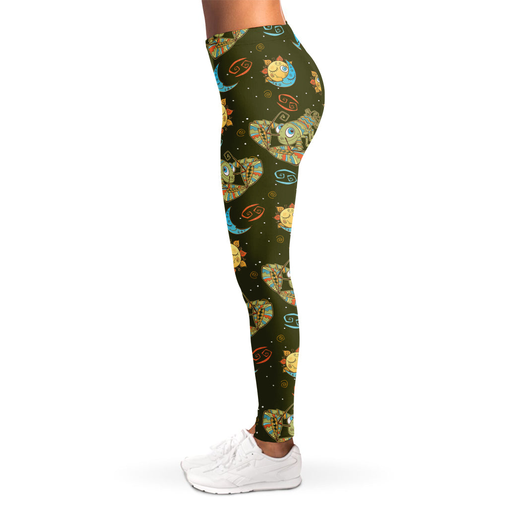 Cute Cartoon Cancer Pattern Print Women's Leggings