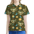 Cute Cartoon Cancer Pattern Print Women's Polo Shirt