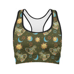 Cute Cartoon Cancer Pattern Print Women's Sports Bra