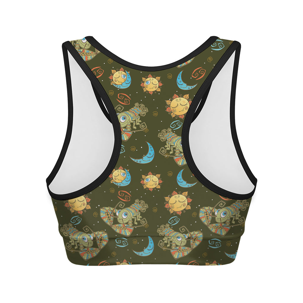 Cute Cartoon Cancer Pattern Print Women's Sports Bra