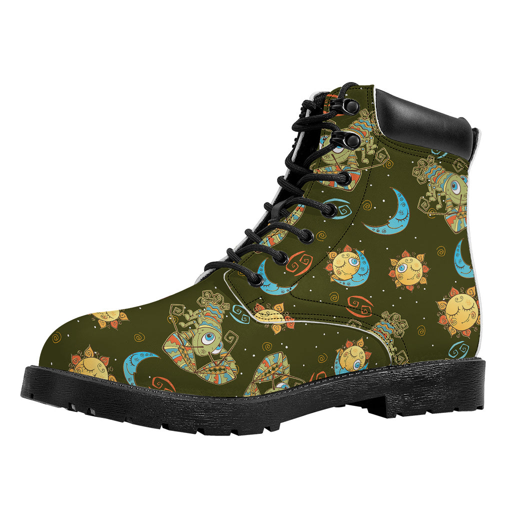 Cute Cartoon Cancer Pattern Print Work Boots