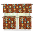 Cute Cartoon Capricorn Pattern Print 3 Piece Kitchen Curtains