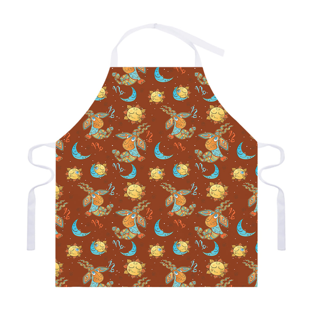 Cute Cartoon Capricorn Pattern Print Adjustable Apron