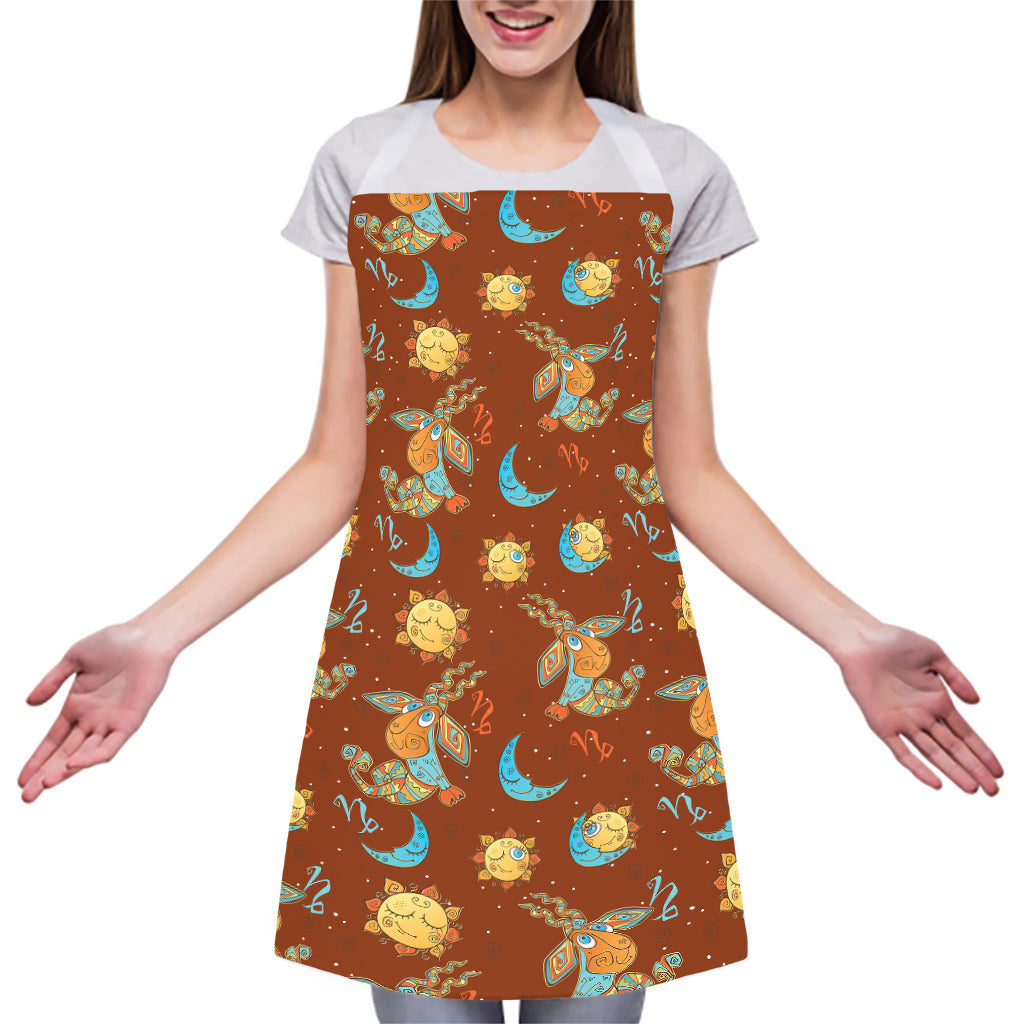 Cute Cartoon Capricorn Pattern Print Adjustable Apron