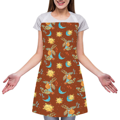 Cute Cartoon Capricorn Pattern Print Adjustable Apron