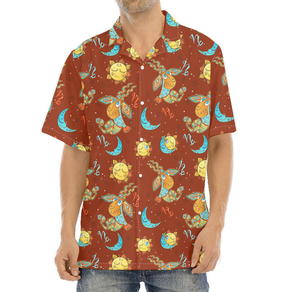 Cute Cartoon Capricorn Pattern Print Aloha Shirt