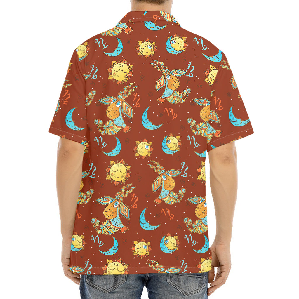 Cute Cartoon Capricorn Pattern Print Aloha Shirt