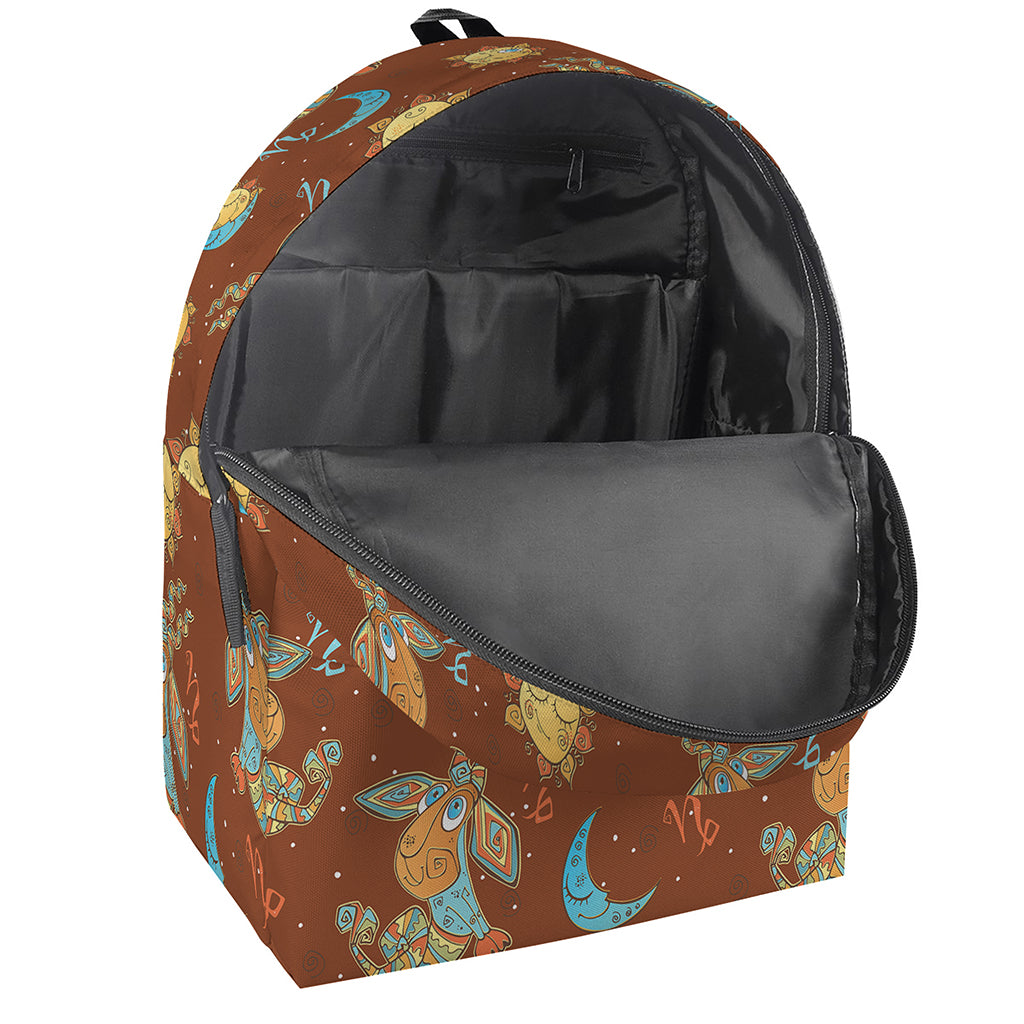 Cute Cartoon Capricorn Pattern Print Backpack