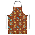 Cute Cartoon Capricorn Pattern Print Bib Apron With Pocket