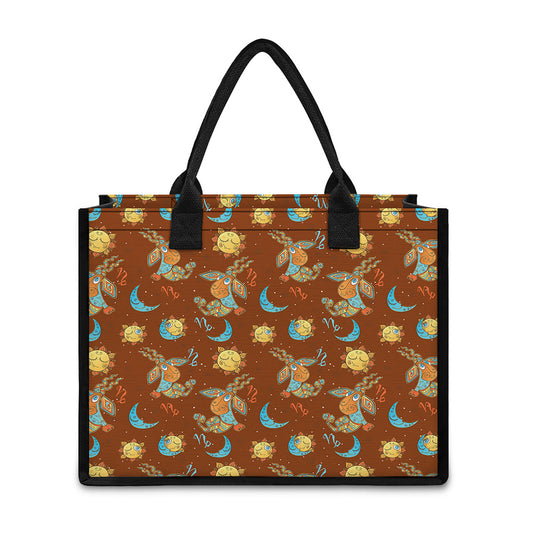 Cute Cartoon Capricorn Pattern Print Canvas Tote Bag