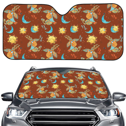 Cute Cartoon Capricorn Pattern Print Car Windshield Sun Shade