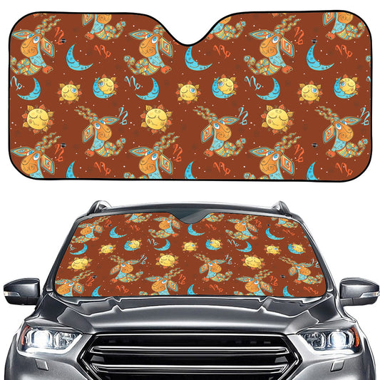 Cute Cartoon Capricorn Pattern Print Car Windshield Sun Shade