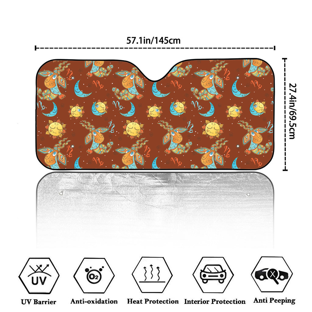 Cute Cartoon Capricorn Pattern Print Car Windshield Sun Shade