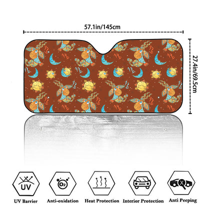 Cute Cartoon Capricorn Pattern Print Car Windshield Sun Shade