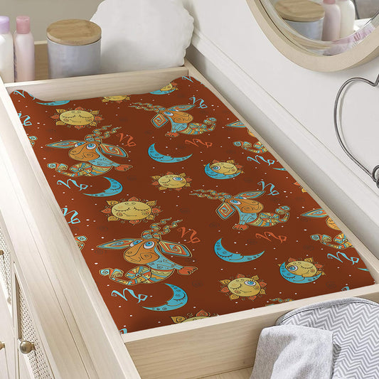 Cute Cartoon Capricorn Pattern Print Changing Pad Cover
