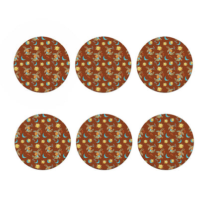 Cute Cartoon Capricorn Pattern Print Coaster Set