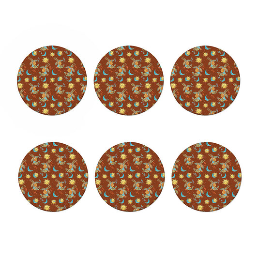Cute Cartoon Capricorn Pattern Print Coaster Set