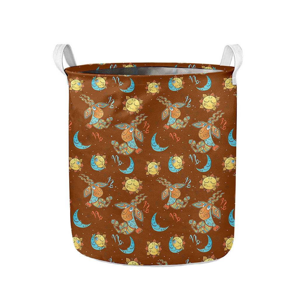 Cute Cartoon Capricorn Pattern Print Collapsible Laundry Basket