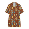 Cute Cartoon Capricorn Pattern Print Cotton Hawaiian Shirt