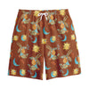 Cute Cartoon Capricorn Pattern Print Cotton Shorts