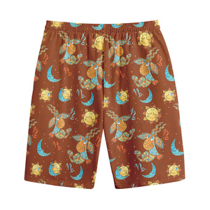 Cute Cartoon Capricorn Pattern Print Cotton Shorts