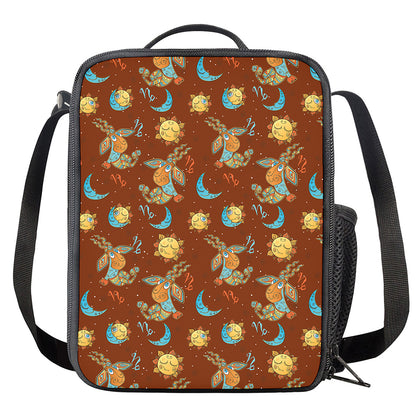 Cute Cartoon Capricorn Pattern Print Crossbody Lunch Bag