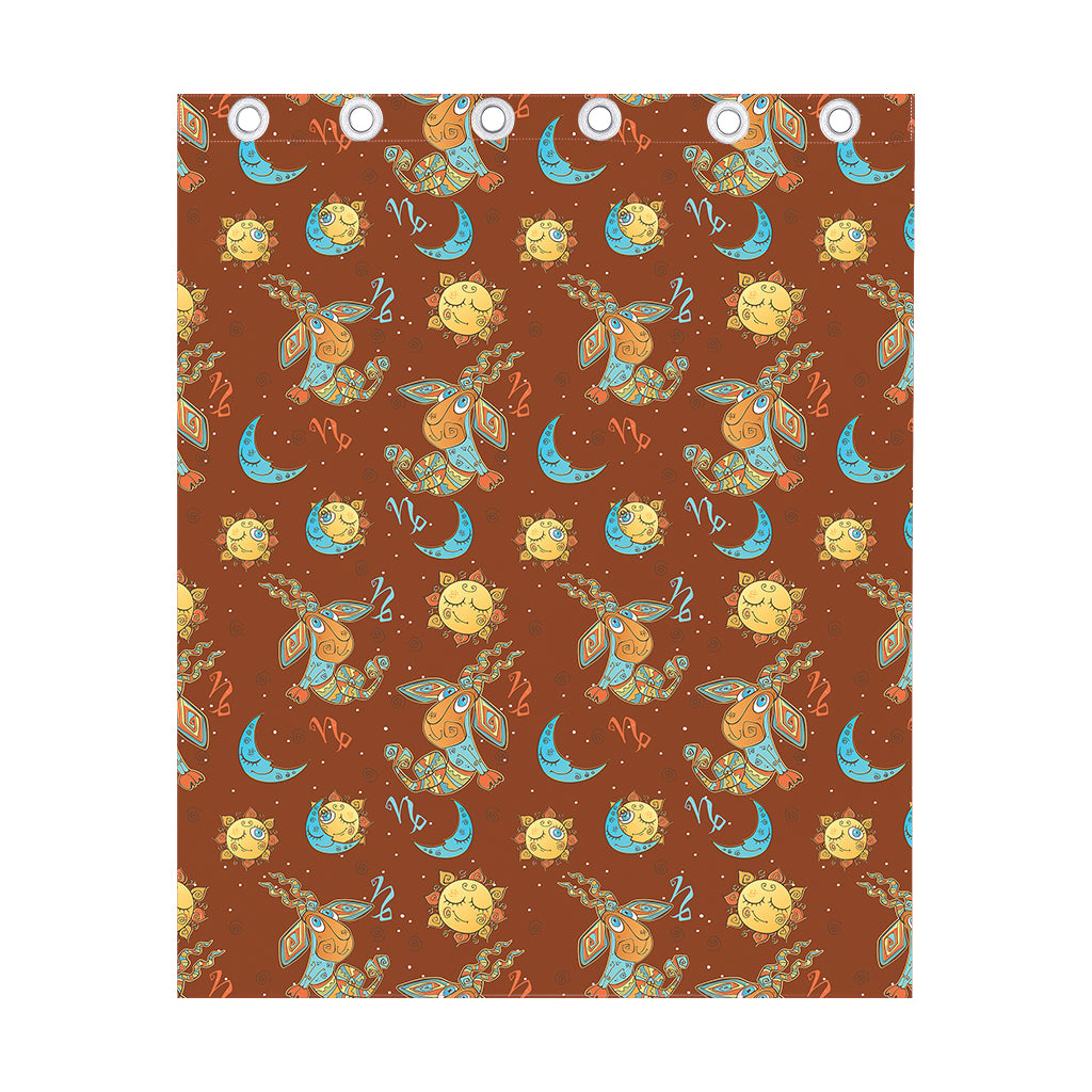 Cute Cartoon Capricorn Pattern Print Curtain