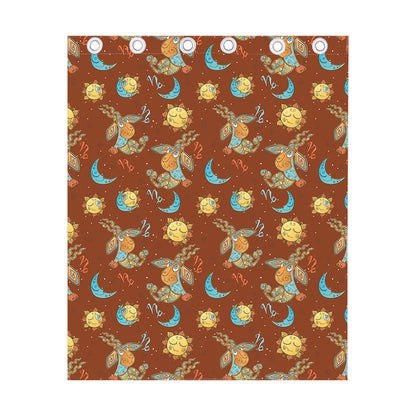 Cute Cartoon Capricorn Pattern Print Curtain