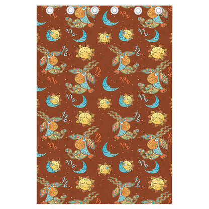 Cute Cartoon Capricorn Pattern Print Curtain