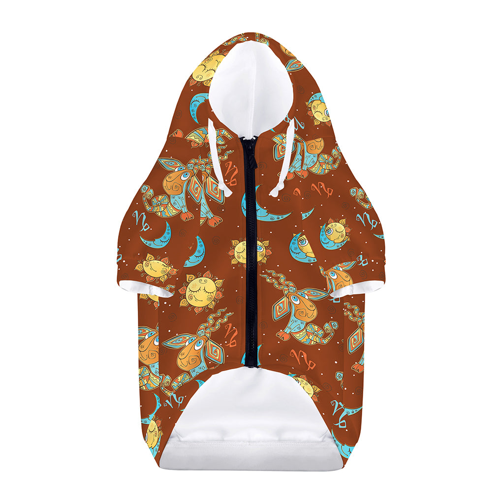 Cute Cartoon Capricorn Pattern Print Dog Zip Up Hoodie