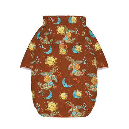 Cute Cartoon Capricorn Pattern Print Dog Zip Up Hoodie