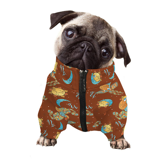 Cute Cartoon Capricorn Pattern Print Dog Zip Up Jacket