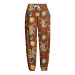 Cute Cartoon Capricorn Pattern Print Fleece Lined Knit Pants