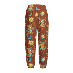 Cute Cartoon Capricorn Pattern Print Fleece Lined Knit Pants