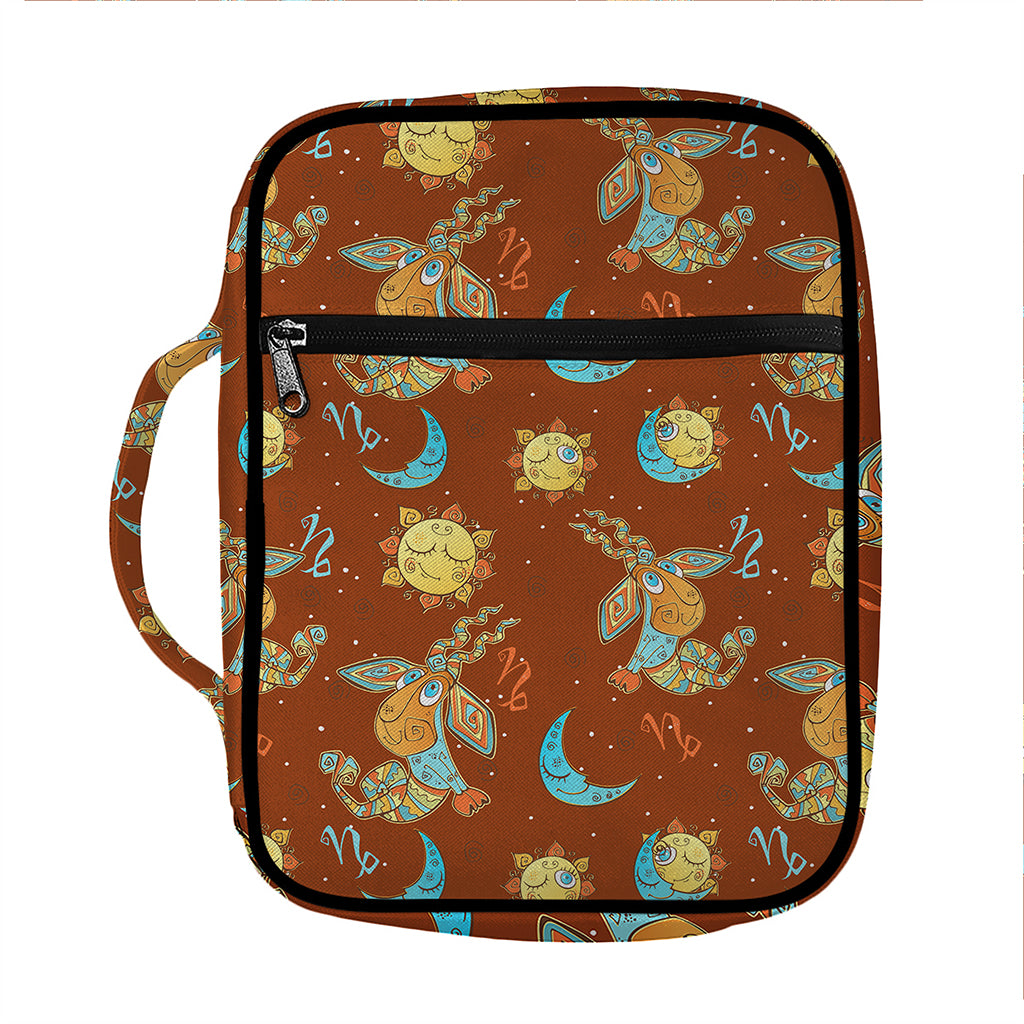 Cute Cartoon Capricorn Pattern Print Front Pocket Bible Bag