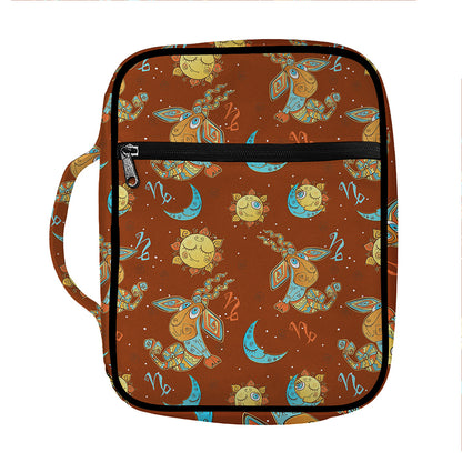 Cute Cartoon Capricorn Pattern Print Front Pocket Bible Bag