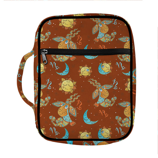 Cute Cartoon Capricorn Pattern Print Front Pocket Bible Bag