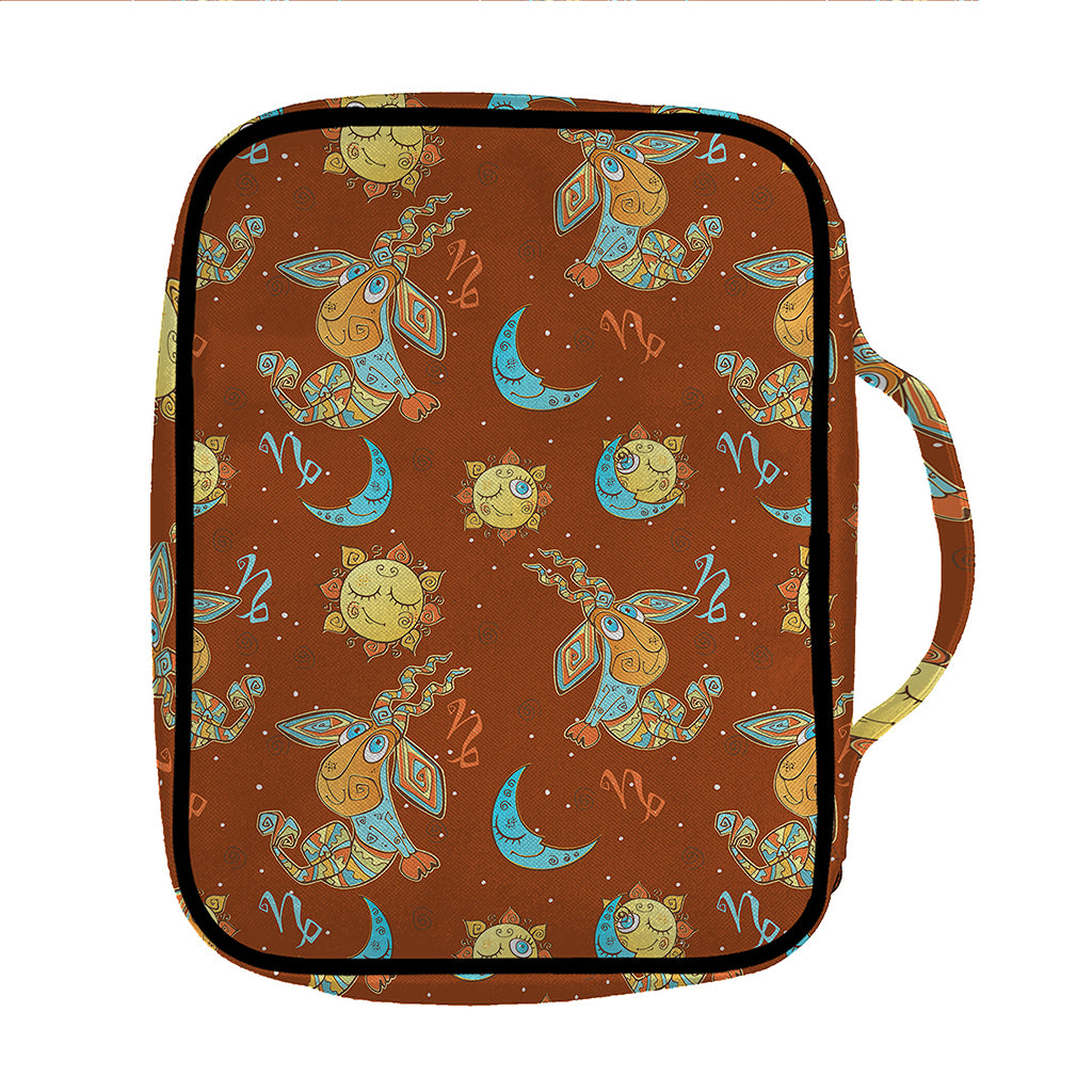 Cute Cartoon Capricorn Pattern Print Front Pocket Bible Bag