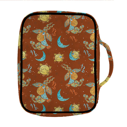 Cute Cartoon Capricorn Pattern Print Front Pocket Bible Bag
