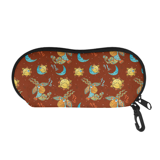 Cute Cartoon Capricorn Pattern Print Glasses Case