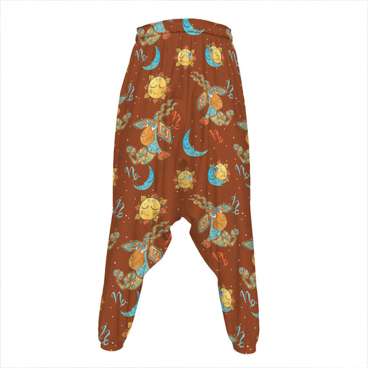Cute Cartoon Capricorn Pattern Print Hammer Pants