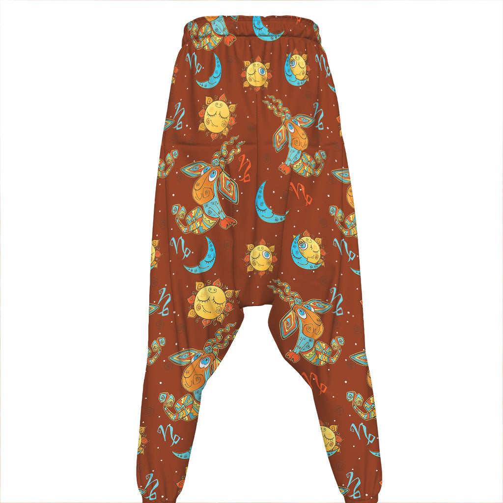 Cute Cartoon Capricorn Pattern Print Hammer Pants