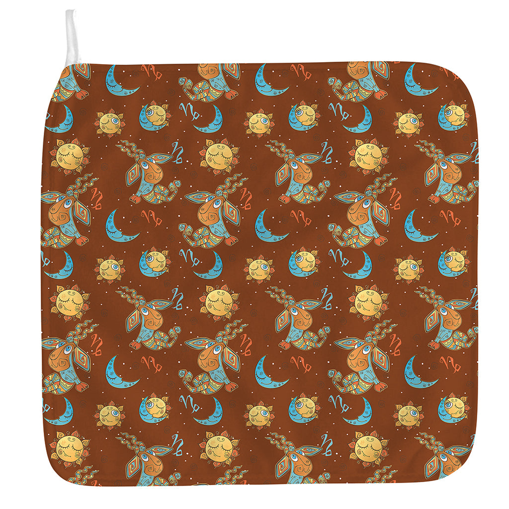 Cute Cartoon Capricorn Pattern Print Hand Towel