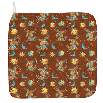 Cute Cartoon Capricorn Pattern Print Hand Towel