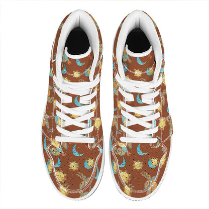 Cute Cartoon Capricorn Pattern Print High Top Leather Sneakers