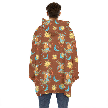 Cute Cartoon Capricorn Pattern Print Hoodie Blanket