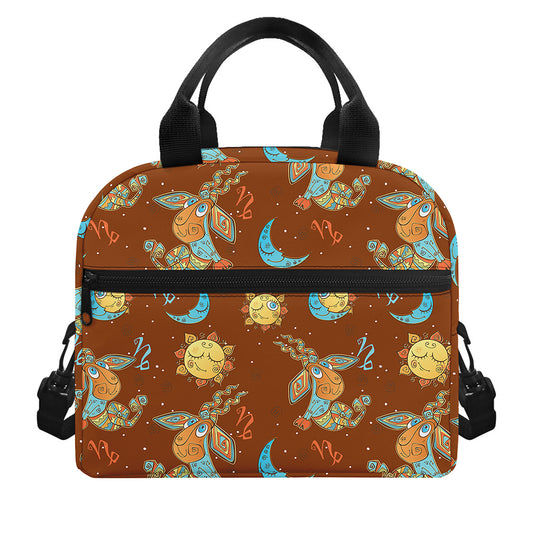 Cute Cartoon Capricorn Pattern Print Insulated Lunch Bag