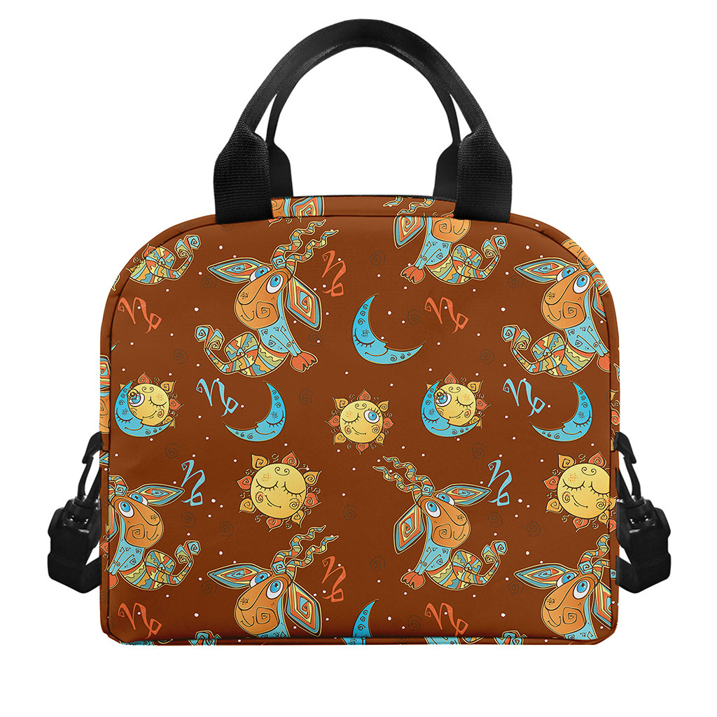 Cute Cartoon Capricorn Pattern Print Insulated Lunch Bag