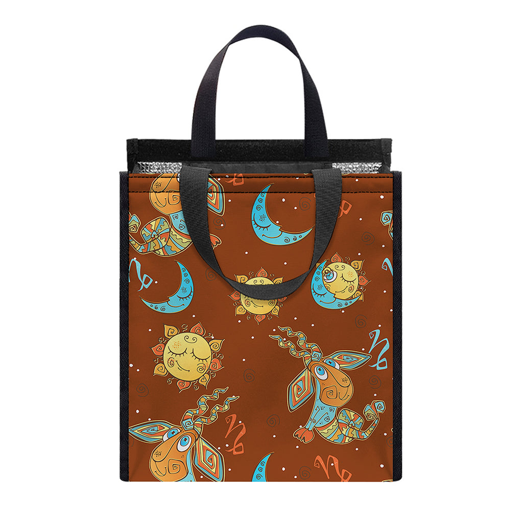 Cute Cartoon Capricorn Pattern Print Insulated Lunch Tote